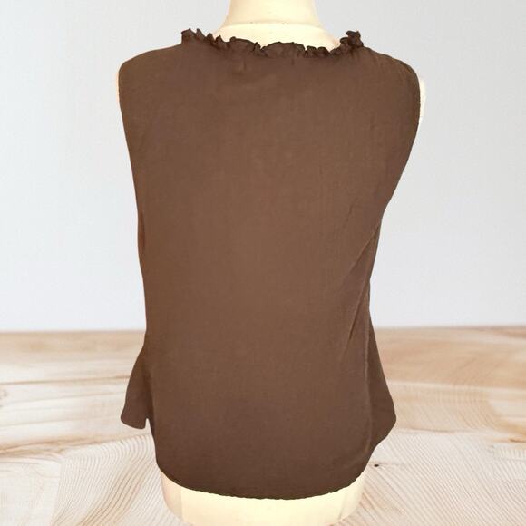 Vintage Fresh Produce Ruffle V Neck Tank Top Sz L Womens Crepe Gauze Beach Boho - Picture 3 of 5